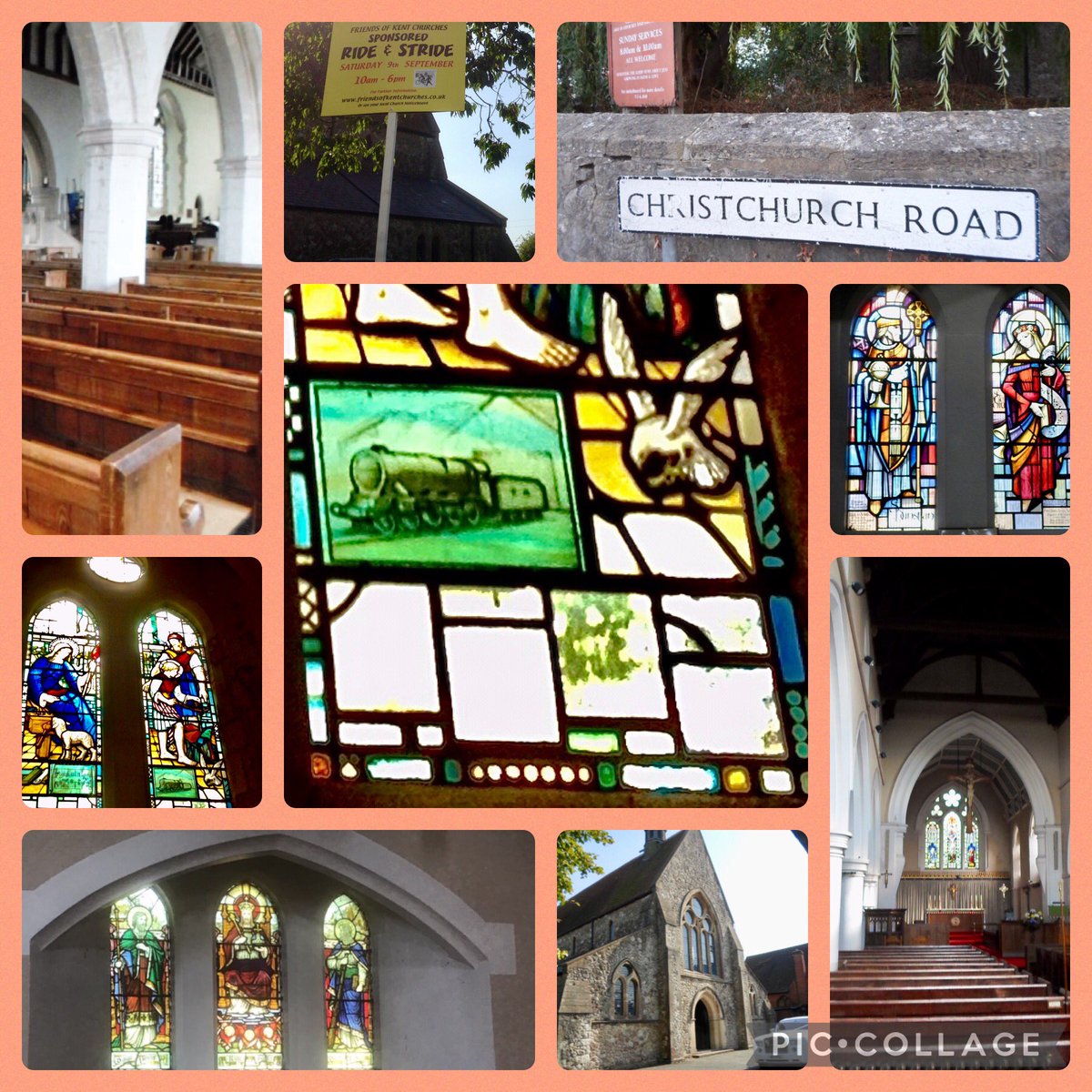 Here is Christ Church in South Ashford where you will find a warm welcome on #RideandStride Saturday &amp; a steam train in a stained glass window - see if you can find it when you visit!
Ashford is a railway town &amp; the church was built in the 1860’s for the growing railway community