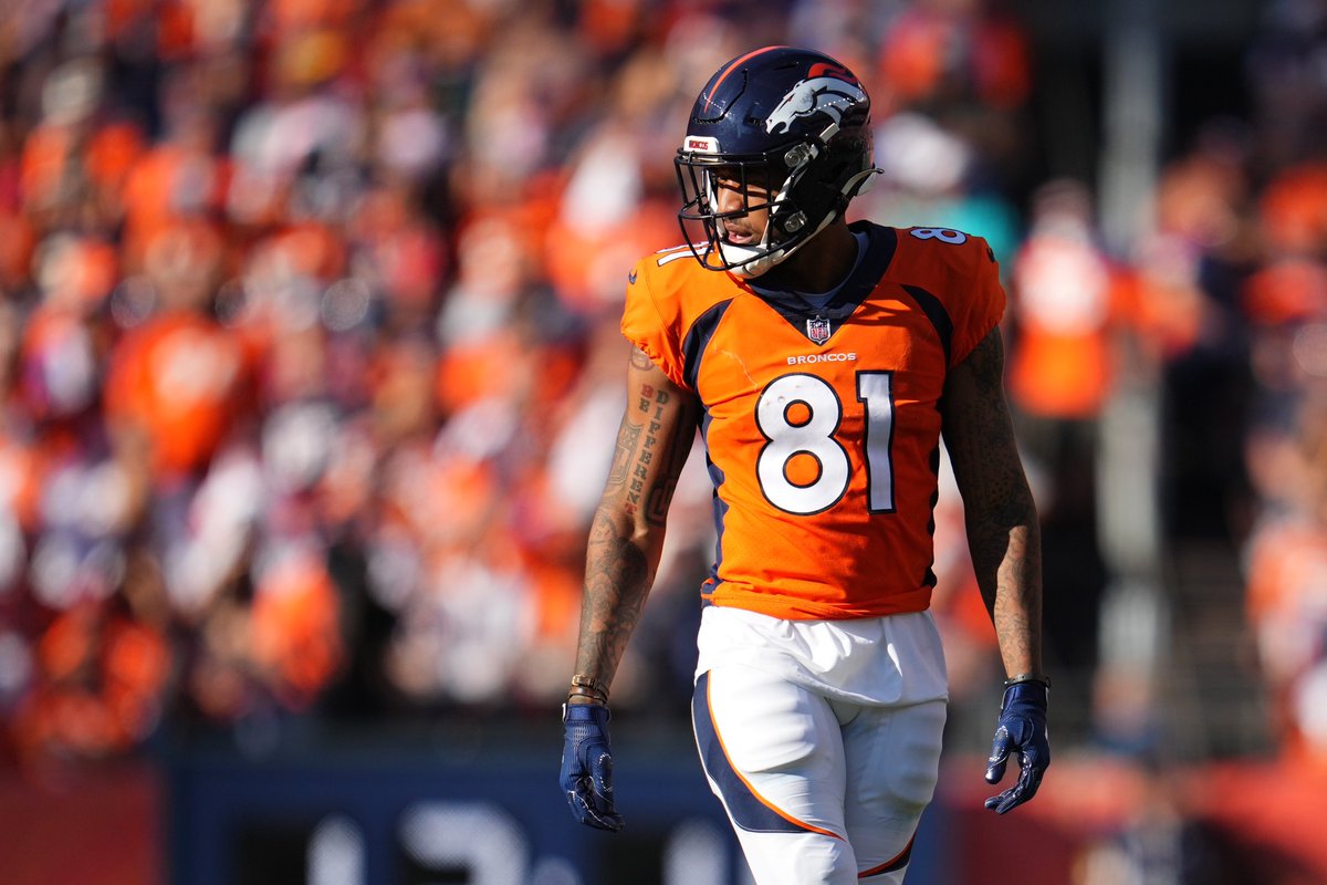 AdamSchefter's tweet photo. A new home: Former Broncos WR Tim Patrick is expected to sign with the Detroit Lions’ practice squad with the idea that he will work his way on to the active roster, per sources. https://t.co/96iA9Z0qCB