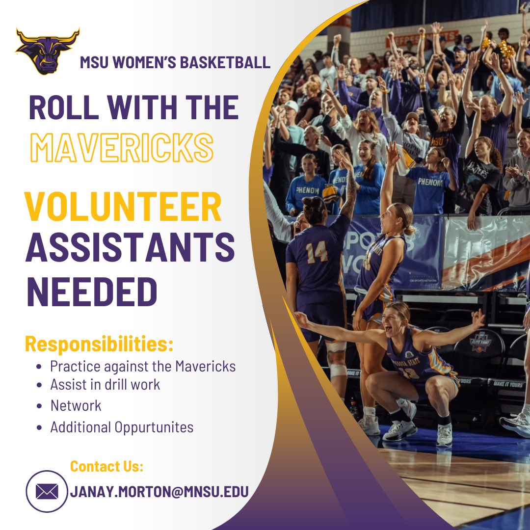 Volunteer Assistants Needed 
Responsibilities Include but not limited to:
Practice against the Mavericks
Assist in drill work 
Networking opportunities 
Additional opportunities 
*Must have prior basketball experience*