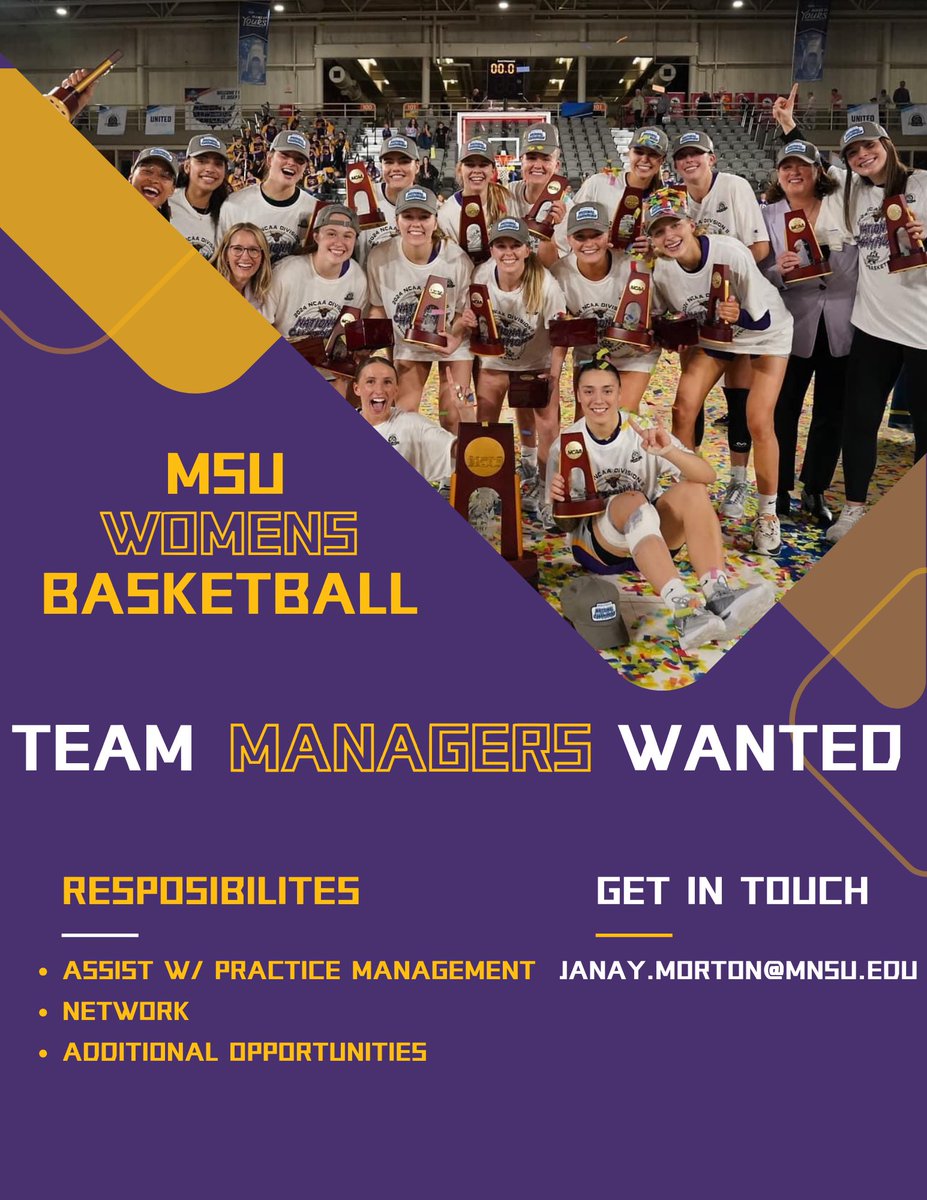 Team Managers Wanted
Responsibilities Include but not limited to:

Assist in practice management 
Networking opportunities 
Additional opportunities

*Must have knowledge and/or prior basketball experience*