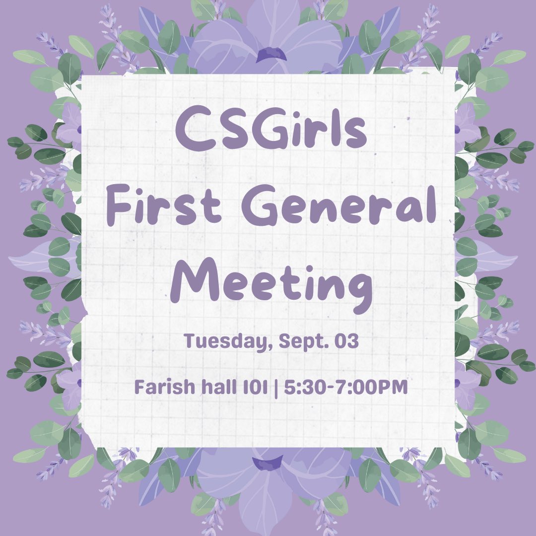 CSGirls_UH's tweet photo. Ready to jumpstart your semester? Join us for our First General Meeting—it’s going to be fun, and yes, there will be free food! 🌸

This event is open to everyone, regardless of major. Don’t miss out—let’s kick off the semester together! 💜 #CSGirlsUH #WomenInTech #UHEvents https://t.co/GB3EuCqgFs