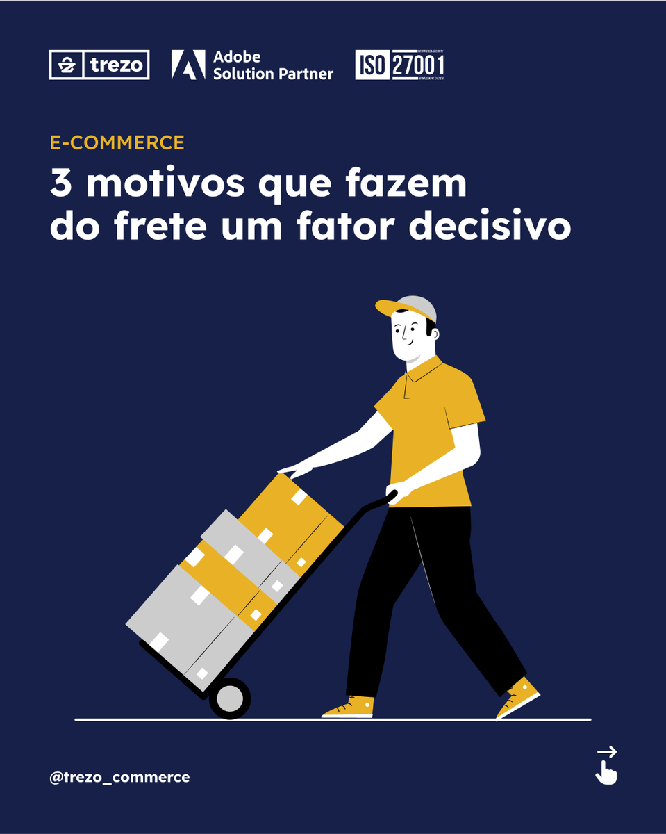 trezo_commerce's tweet photo. 3 motivos que fazem do frete um fator decisivo:

79% dos consumidores em o hábito de simular o valor da entrega no carrinho.

54% dos consumidores colocam mais produtos no carrinho para obter frete grátis.

69% dos consumidores desistiram de uma compra por não ter frete grátis. https://t.co/AaE7GBLyxH