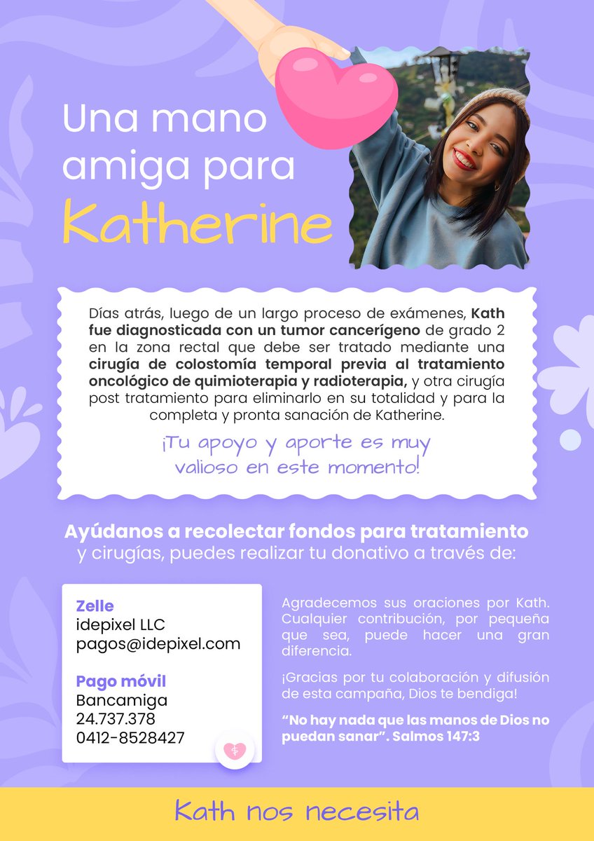 #ServicioPublico Hola, soy de Venezuela 🇻🇪 Luego de un largo proceso de exámenes, fui diagnosticada con un tumor cancerígeno de grado 2 en la zona rectal que debe ser tratado con una cirugía previa a la quimio y radio, y otra cirugía post tratamiento🙏🏻❤️‍🩹 Toda la info está aquí ⬇️