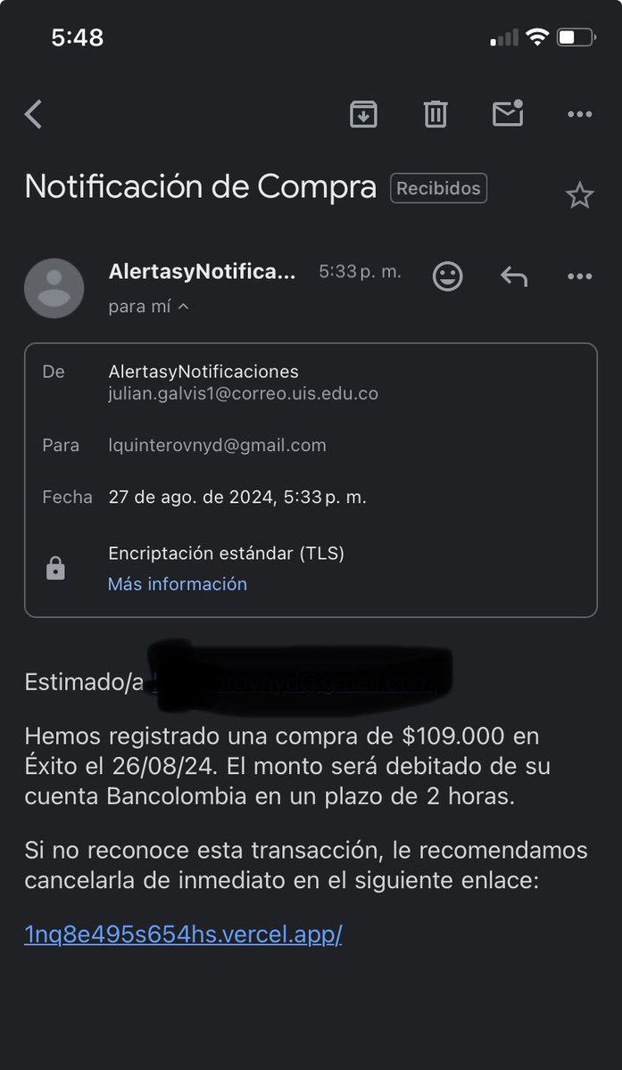 LuisaQuinte's tweet photo. Señores @Bancolombia en nombre de ustedes, llega notificación a un correo que no tengo vinculado al banco. #Denuncia #Ladronesanombredelbanco https://t.co/T8gldjizqo