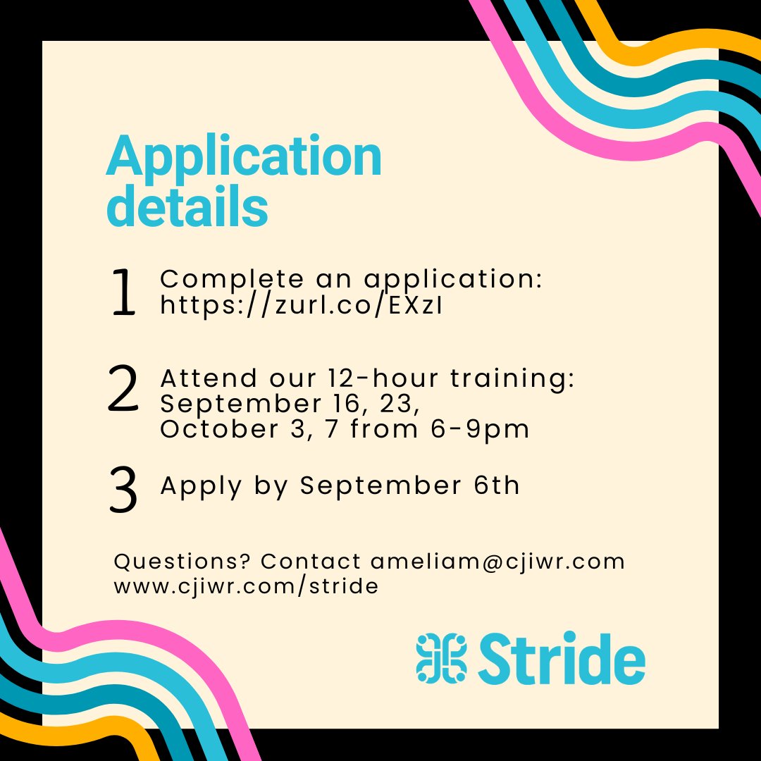 Stride is looking for new volunteers! To learn more and apply, go to: zurl.co/EXzI
