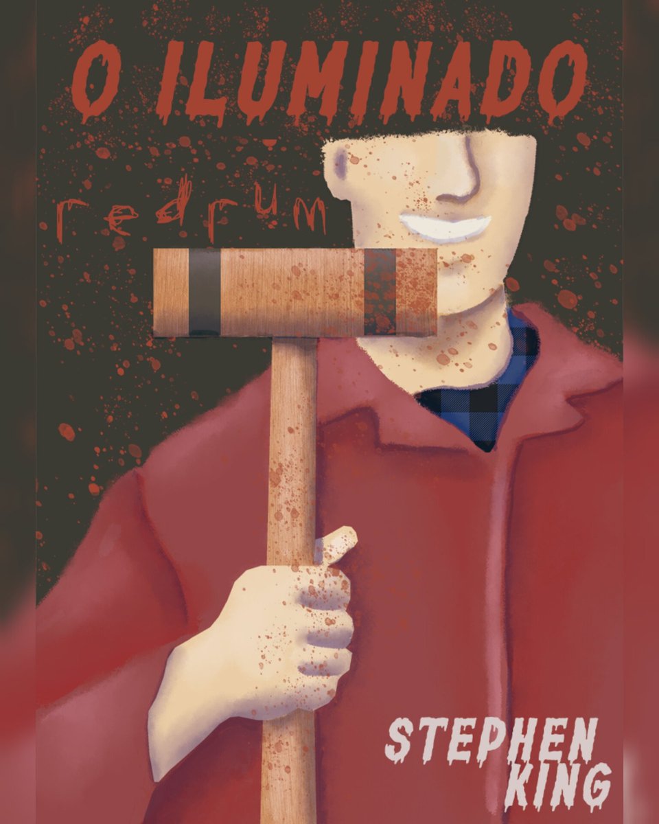 crimsonmark's tweet photo. Capa do livro O Iluminado que eu fiz para meu curso de Ilustração. 
Acabei descobrindo que no livro não é um machado, mas sim um malho (uma espécie de marreta de madeira) e que não tem o labirinto. https://t.co/nU24hj6KjC