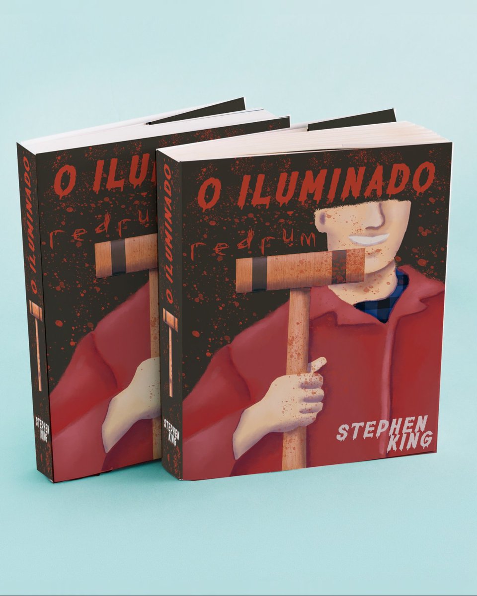 crimsonmark's tweet photo. Capa do livro O Iluminado que eu fiz para meu curso de Ilustração. 
Acabei descobrindo que no livro não é um machado, mas sim um malho (uma espécie de marreta de madeira) e que não tem o labirinto. https://t.co/nU24hj6KjC
