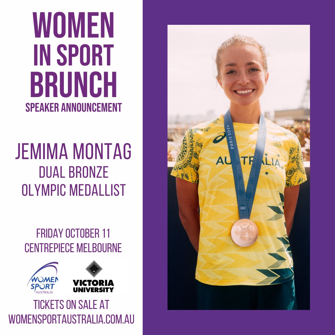 #Paris2024 Bronze Medallist Jemima Montag joins the Women in Sport Brunch as a guest speaker for a conversation on her journey as an elite race walker.

Earlybird tickets on sale until Aug 31 wsa.tidyhq.com/public/schedul…

#WISB24 is proudly supported by <a href="/victoriauninews/">Victoria University</a>