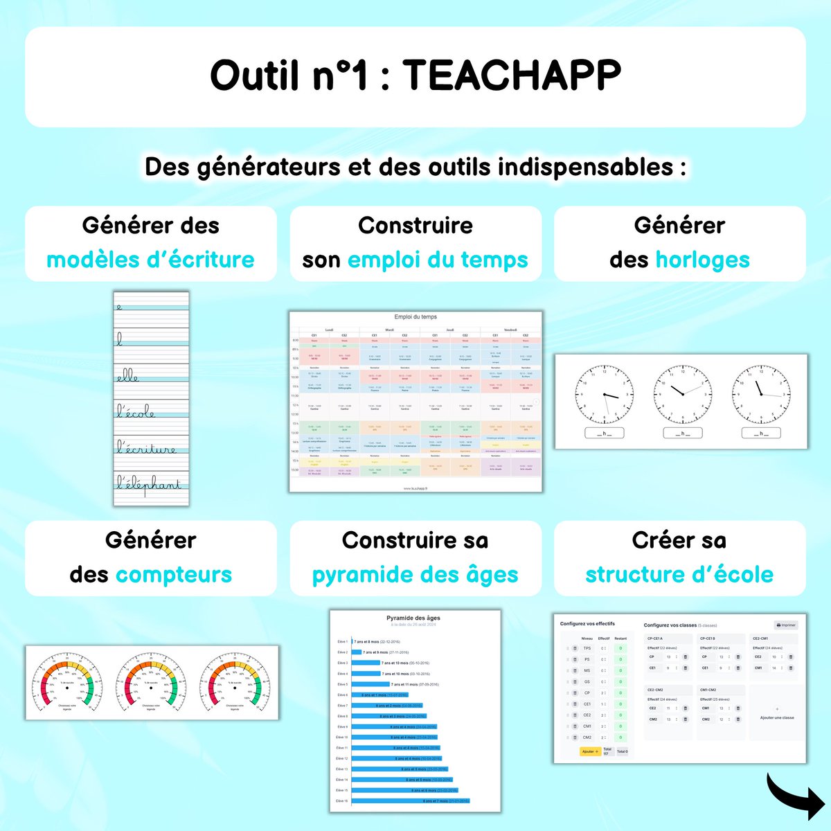 MaitresLunicole's tweet photo. 1️⃣ TEACHAPP

Un site qui propose des générateurs et des outils pour aider les PE

🔗 https://t.co/tSSZ65BBTY https://t.co/RPe8KbUExD