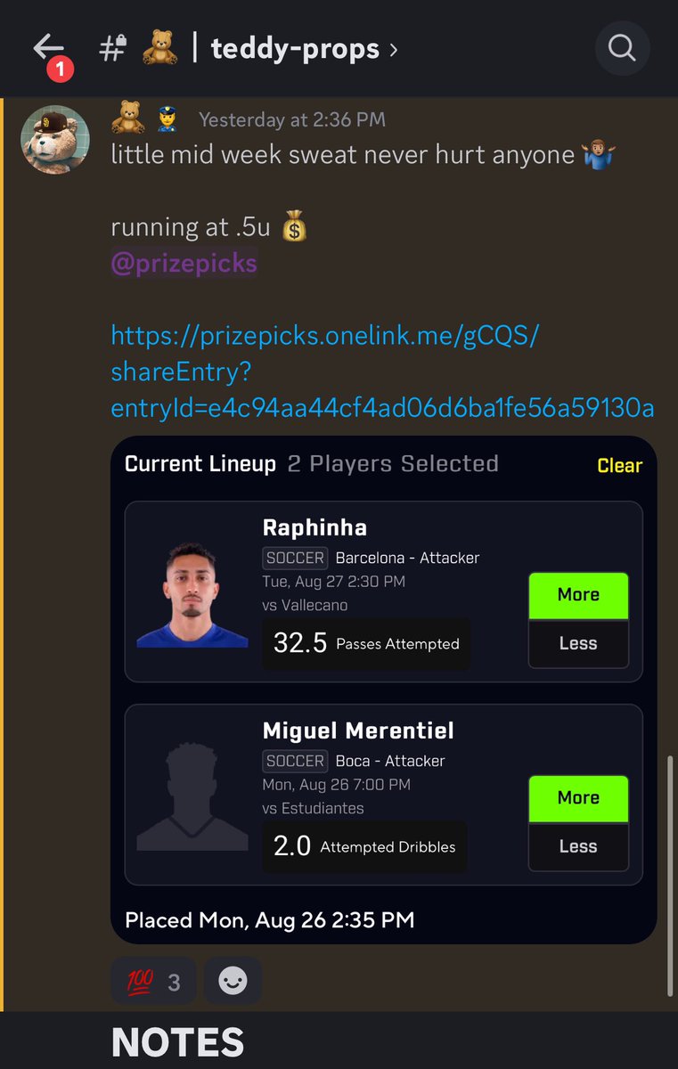 『B』『A』『N』『G』 ✅

the degens are starting the week off strong 💰

stop waiting - join the discord for the best +ev bots and footy plays ⚽️

link in my bio - 𝟝 day free trial 🔗

#sportsbettingpicks #prizepickslock #LaLiga #Barcelona #GamblingCommunity