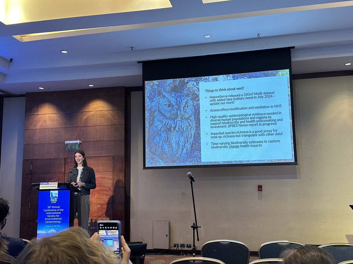 Professor <a href="/CharlieJRoscoe/">Charlie Roscoe, PhD</a> was on fire this afternoon with sage wisdom at an <a href="/IseeSnrn/">SNRN ISEE</a> session and then a wonderful talk on biodiversity and CVD, complete with a great photo of a Western screech-owl🦉✨#ISEE2024