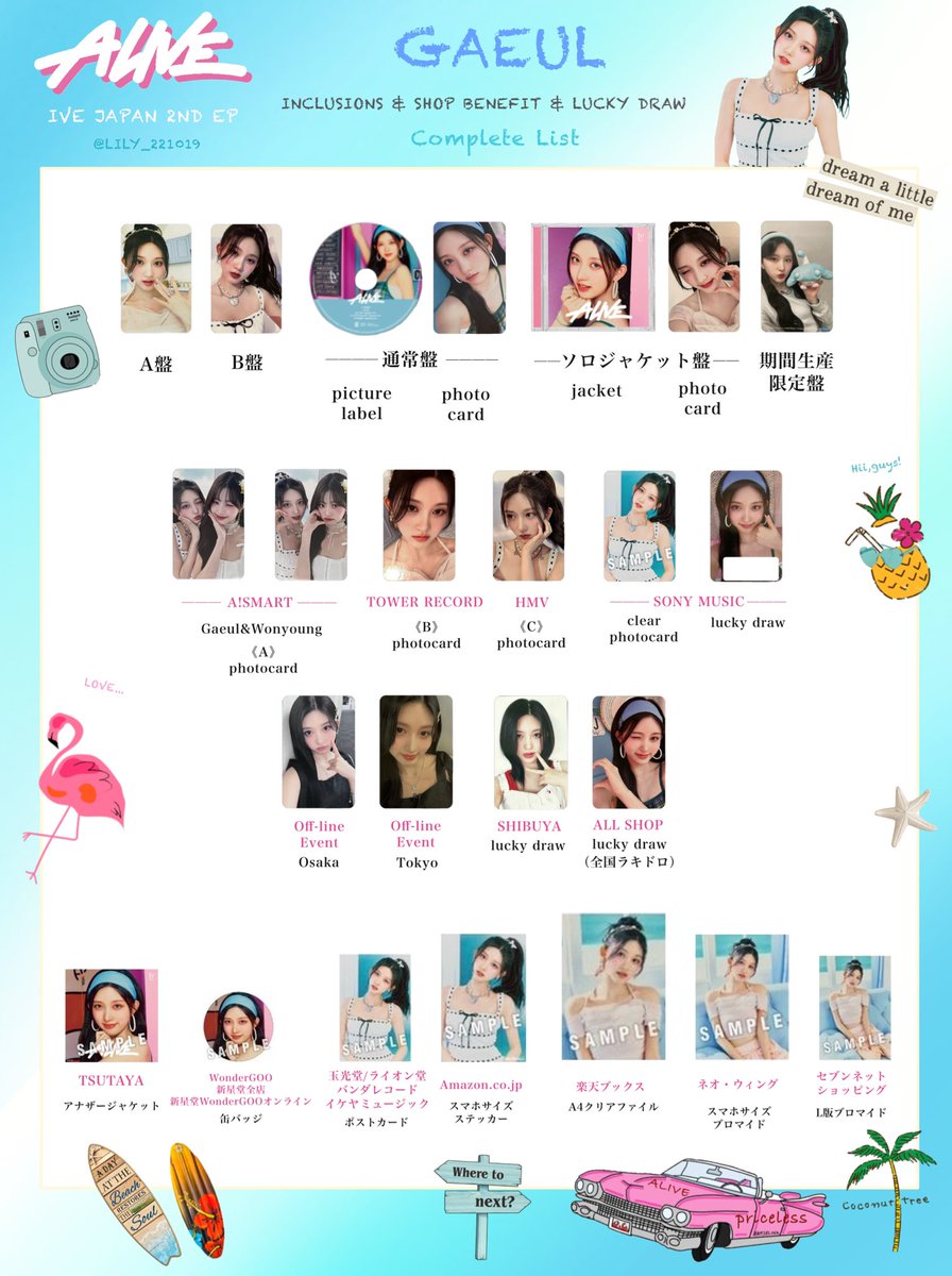 ALIVE】 IVE JAPAN 2ND EP メンバー別 封入&特典 トレカ一覧