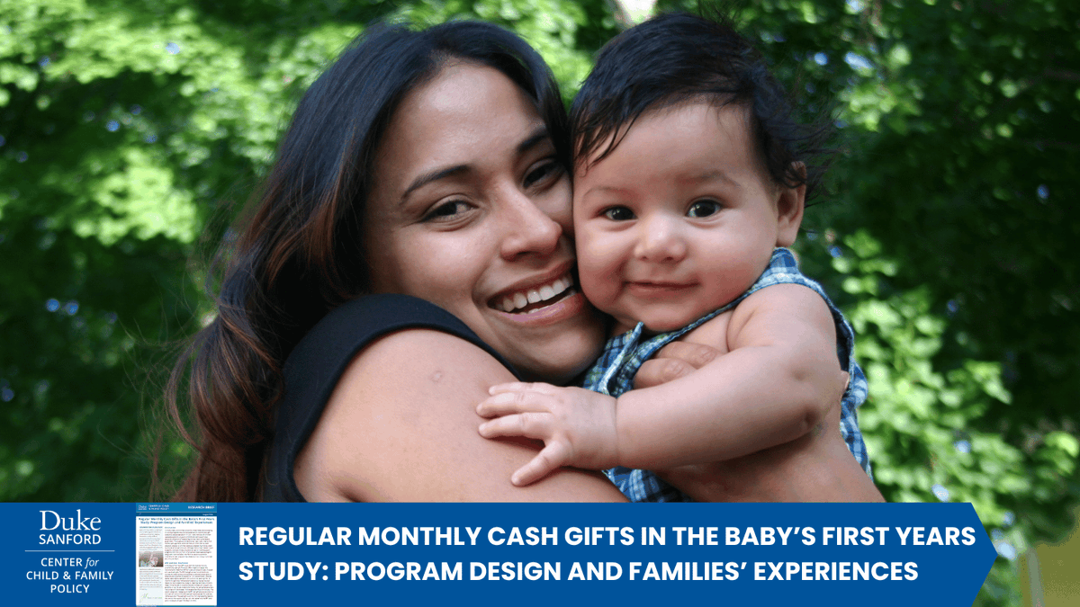 Center for Child and Family Policy (@dukechildpol) on Twitter photo New research brief summarizes findings from the Baby’s First Years study, examining the design and delivery of the BFY cash gift and how families experience and use the BFY cash gift: childandfamilypolicy.duke.edu/wp-content/upl… <a href="/Gen_Pov/">Lisa A. Gennetian</a> <a href="/MattWMaury/">Matthew Maury</a> New research brief summarizes findings from the Baby’s First Years study, examining the design and delivery of the BFY cash gift and how families experience and use the BFY cash gift: childandfamilypolicy.duke.edu/wp-content/upl… <a href="/Gen_Pov/">Lisa A. Gennetian</a> <a href="/MattWMaury/">Matthew Maury</a>