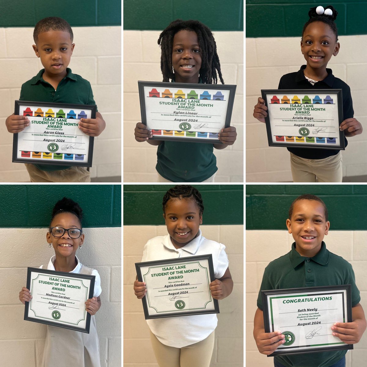 Isaac Lane Dragons JMCSS (@ilejmcss) on Twitter photo Congratulations to our August Students of the Month:
โญ๏ธPre-K: Aaron Glass
โญ๏ธKindergarten: Kylan Linear
โญ๏ธ1st grade: Arielle Biggs
โญ๏ธ2nd grade: Madison Gardner
โญ๏ธ3rd grade: Aysia Goodman
โญ๏ธ4th grade: Seth Neely
Celebrating our young leaders!!! #GoDragons <a href="/suptking/">Marlon D. King</a> <a href="/JMCSchools/">Jackson-Madison County Schools</a> Congratulations to our August Students of the Month:
โญ๏ธPre-K: Aaron Glass
โญ๏ธKindergarten: Kylan Linear
โญ๏ธ1st grade: Arielle Biggs
โญ๏ธ2nd grade: Madison Gardner
โญ๏ธ3rd grade: Aysia Goodman
โญ๏ธ4th grade: Seth Neely
Celebrating our young leaders!!! #GoDragons <a href="/suptking/">Marlon D. King</a> <a href="/JMCSchools/">Jackson-Madison County Schools</a>
