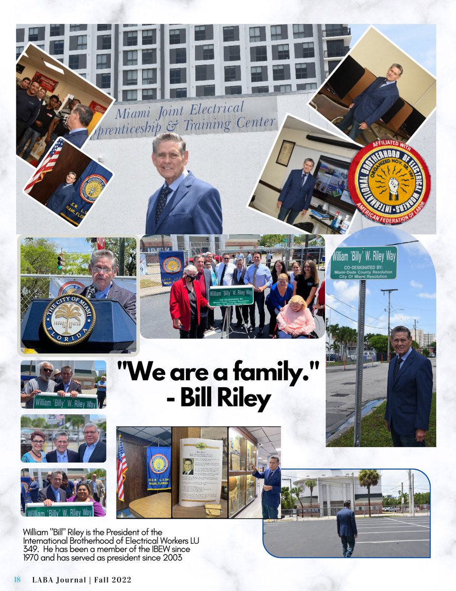 William “Bill” Riley: Building and Uniting a Family 

IBEW is not a business, it’s a family,” are words that you will often hear from Bill Riley.

Article appeared in the #LABAjournalmagazine Fall 2022 edition