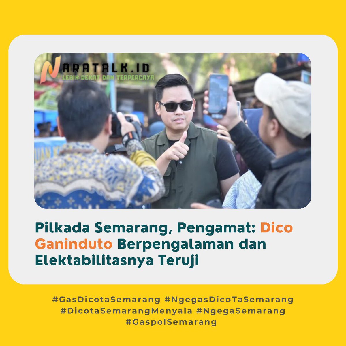 helobye1's tweet photo. mantap mas dico🔥

#JatengLebihBaik #DicoGaninduto #menyaladicotasemarang #pemimpinmuda #energibaru #ngegaSemarang
#DicoBerangkatKeJateng #MajuBersamaDico https://t.co/6VY4YD8vSL
