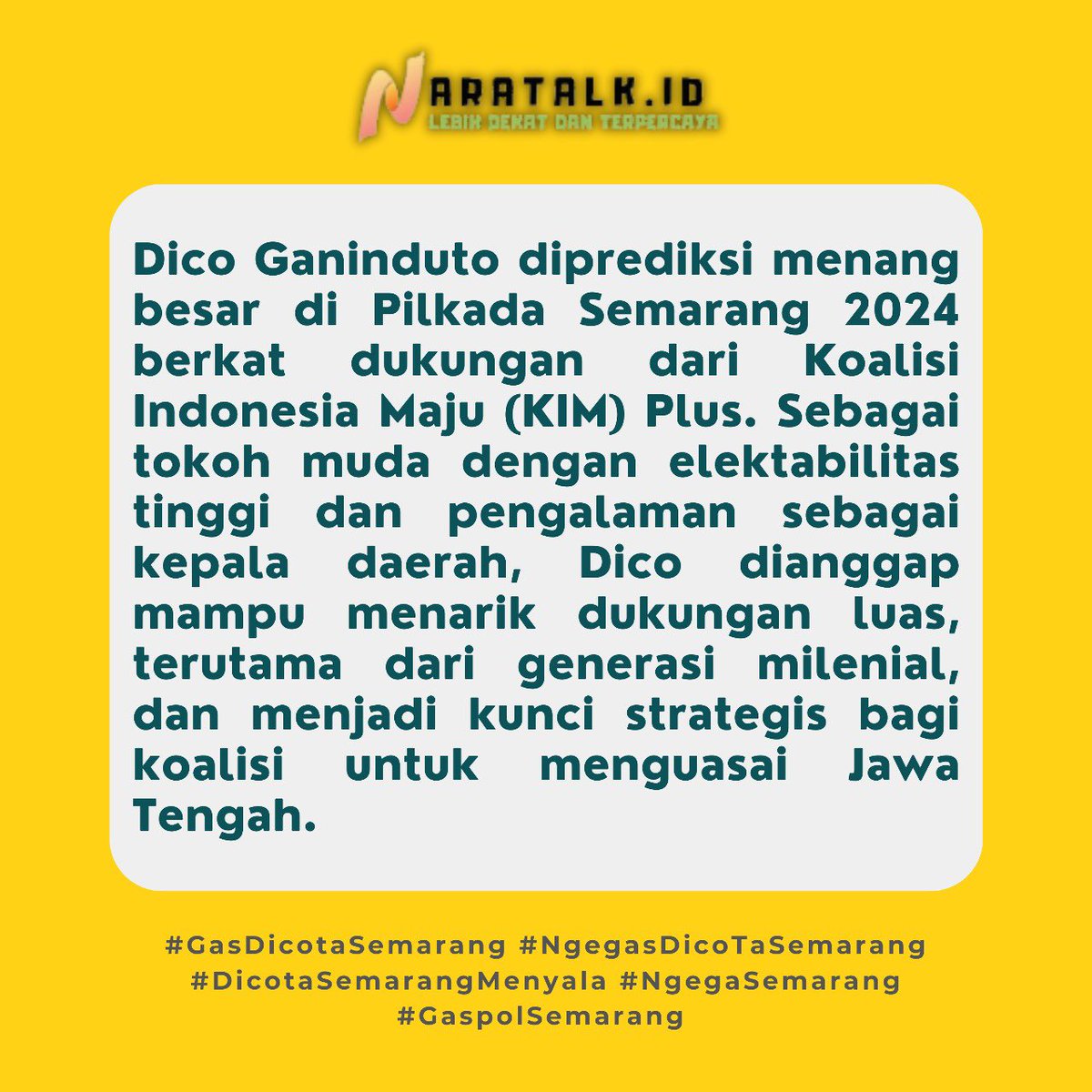 helobye1's tweet photo. mantap mas dico🔥

#JatengLebihBaik #DicoGaninduto #menyaladicotasemarang #pemimpinmuda #energibaru #ngegaSemarang
#DicoBerangkatKeJateng #MajuBersamaDico https://t.co/6VY4YD8vSL