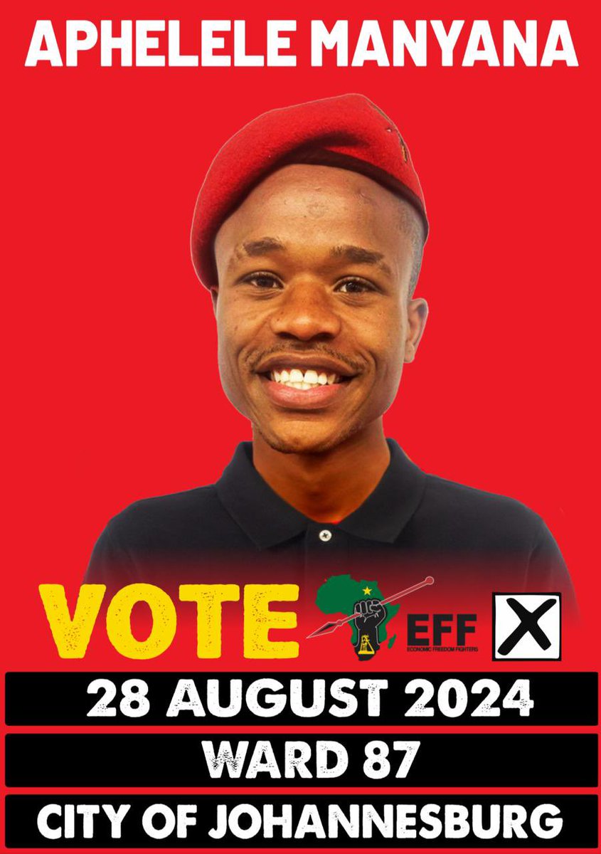EFFJoburgCaucus's tweet photo. ♦️In Video♦️

EFF Joburg Region ward 87 By-election.

We encouraging all students and residents of ward 87 to vote for the EFF for Free Quality Education, Uninterrupted Water Supply and the end of Crime in the ward.

Today is D-Day - Voting stations opens at 07:00 until 21:00.

#EFFWayaWaya #VoteEFF