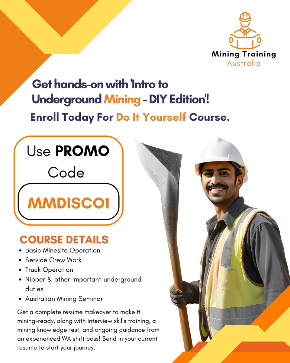 MininTraininAus's tweet photo. Course Details:
Intro to Underground Mining - Do It Yourself ($495)
Mining - Work Ready ($1250)
Use Code: MMDISC01
https://t.co/vTAWoQbJ5Z
https://t.co/PtB2Sz34NB
#MiningTrainingAustralia #MiningCareers #FifoJobs #MiningTraining #AustralianMining #FIFOAustralia https://t.co/foZSHb22k5