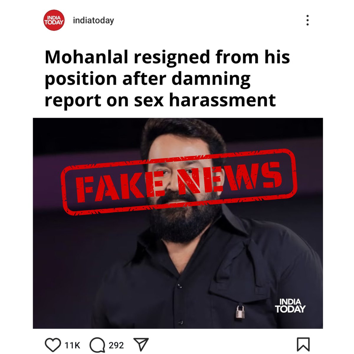 AvantikaMalik18's tweet photo. Fake News Alert🙏😞

He Is Legend Of South Indian Cinema #Mohanlal  🌺🌺

 #dirtyJournalism https://t.co/n9ra3wK96R