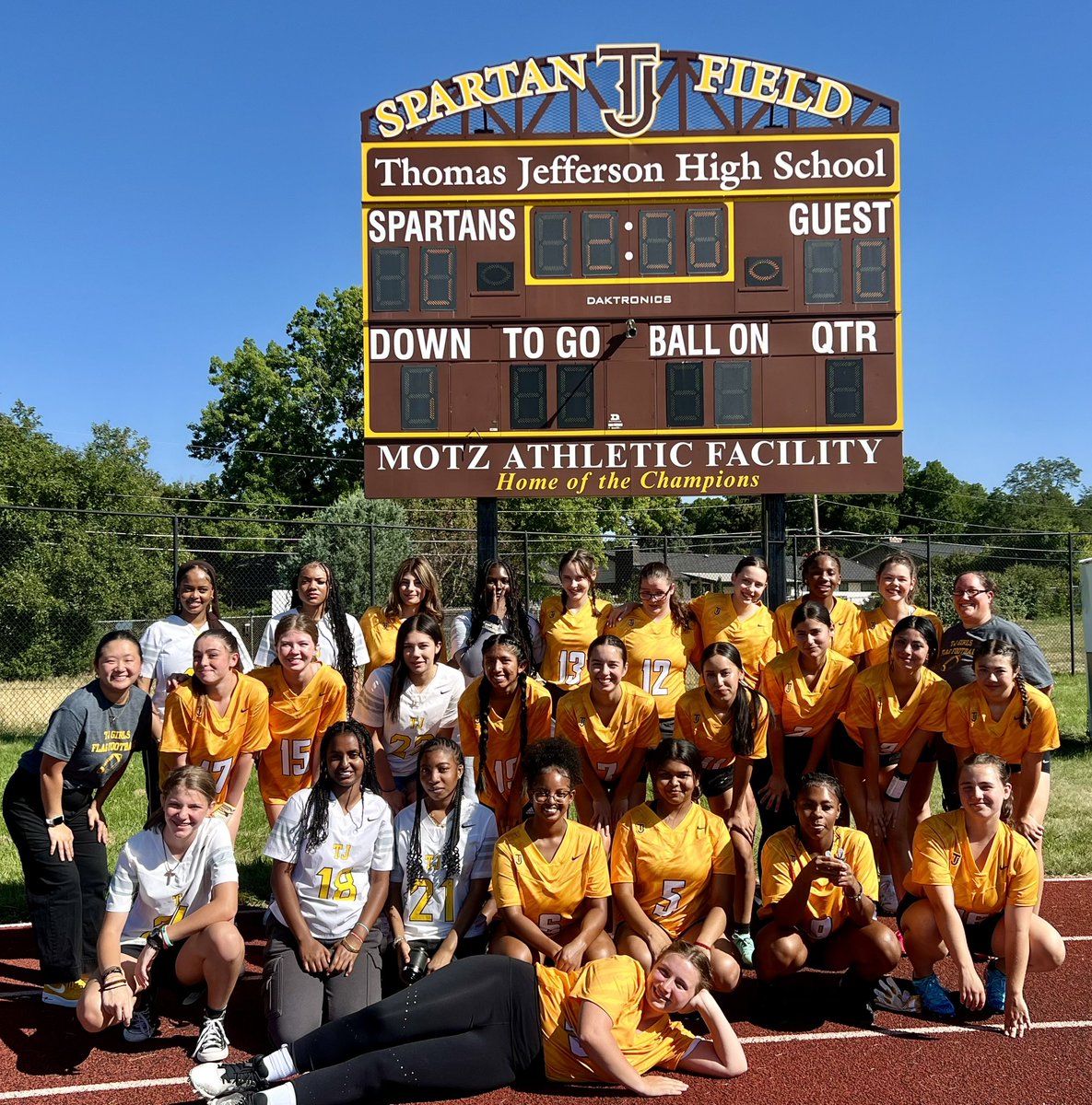 Thomas Jefferson HS (@tjspartans) on Twitter photo Congratulations to coaches and players for making history today! This TJ Flag Football team is the FIRST in school history to play a CHSAA flag football game. This week is the first week in <a href="/CHSAA/">CHSAA</a> history that girls flag football is being played as a sanctioned sport🤎💛
<a href="/dps_k12/">Denver Public Schools</a> Congratulations to coaches and players for making history today! This TJ Flag Football team is the FIRST in school history to play a CHSAA flag football game. This week is the first week in <a href="/CHSAA/">CHSAA</a> history that girls flag football is being played as a sanctioned sport🤎💛
<a href="/dps_k12/">Denver Public Schools</a>