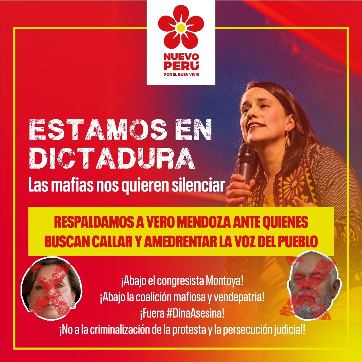 sigridbazan's tweet photo. Nos sumamos al tuitazo en respaldo a nuestra compañera Verónika Mendoza y rechazamos tajantemente la persecución judicial y política en su contra. ¡Nuestro derecho a alzar la voz no debe ser criminalizada!

#InsurgenciaCiudadana
#NoLesTenemosMiedo
#VeroValiente https://t.co/zYpPvw9Kzf