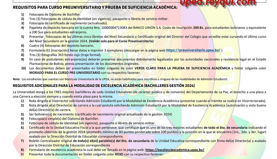 UpeaBolivia's tweet photo. Nutrición y Dietética UPEA 2025: Convocatoria a la Prueba de Suficiencia Académica, Curso Preuniversitario, Excelencia Académica y Admisión Especial https://t.co/b0bB6Dwmon https://t.co/d3g5OP8Tp0