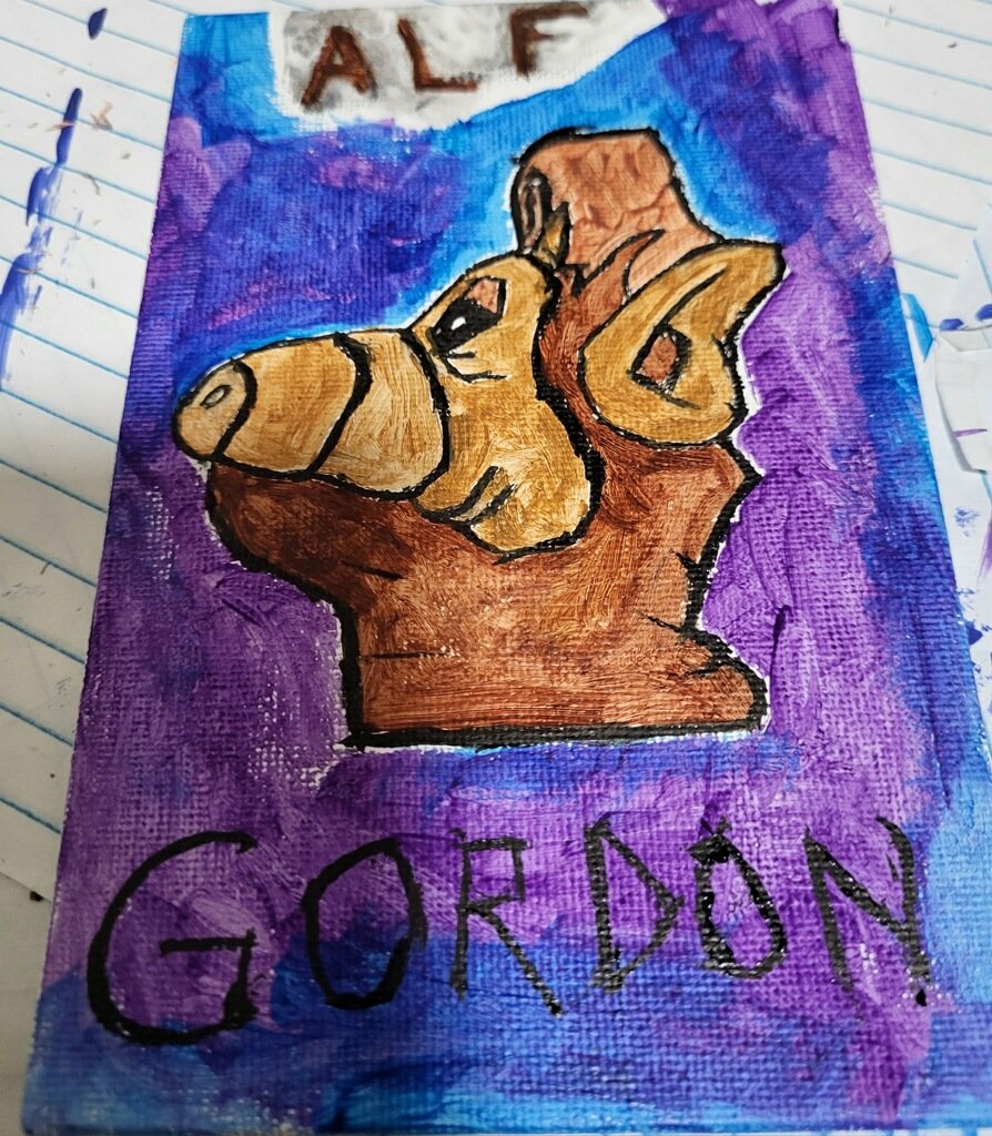 ShadowCaster90's tweet photo. Painted by me today Alf or Gordon Shumway an Alien Life Form #ALF #Painting #GordonShumway #Classic #ProCat #Melmacian #Melmac https://t.co/HBmyqCgsiM