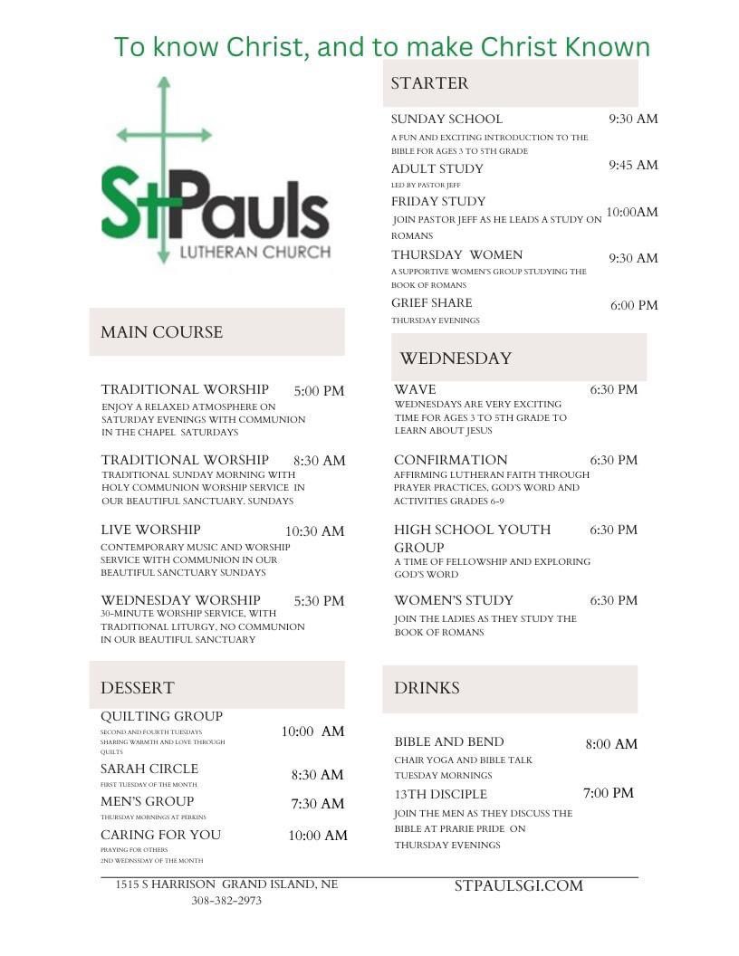 Look what all is coming up at St. Pauls!  Can’t wait to have you join us!  There is something for everyone!!!