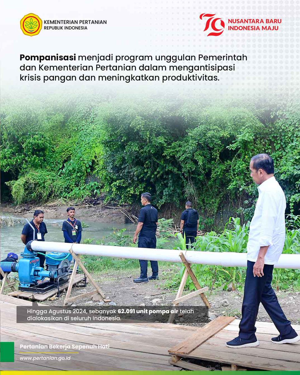 kementan's tweet photo. 1. SobaTani, Pompanisasi menjadi angin segar baru bagi seluruh petani di Indonesia.

Program unggulan pemerintah &amp; Kementan ini ternyata berbuah manis &amp; memberikan dampak berupa peningkatan produksi beras nasional yang terjadi pada bulan Agustus, September &amp; Oktober 2024. https://t.co/kWsEZmwJlC