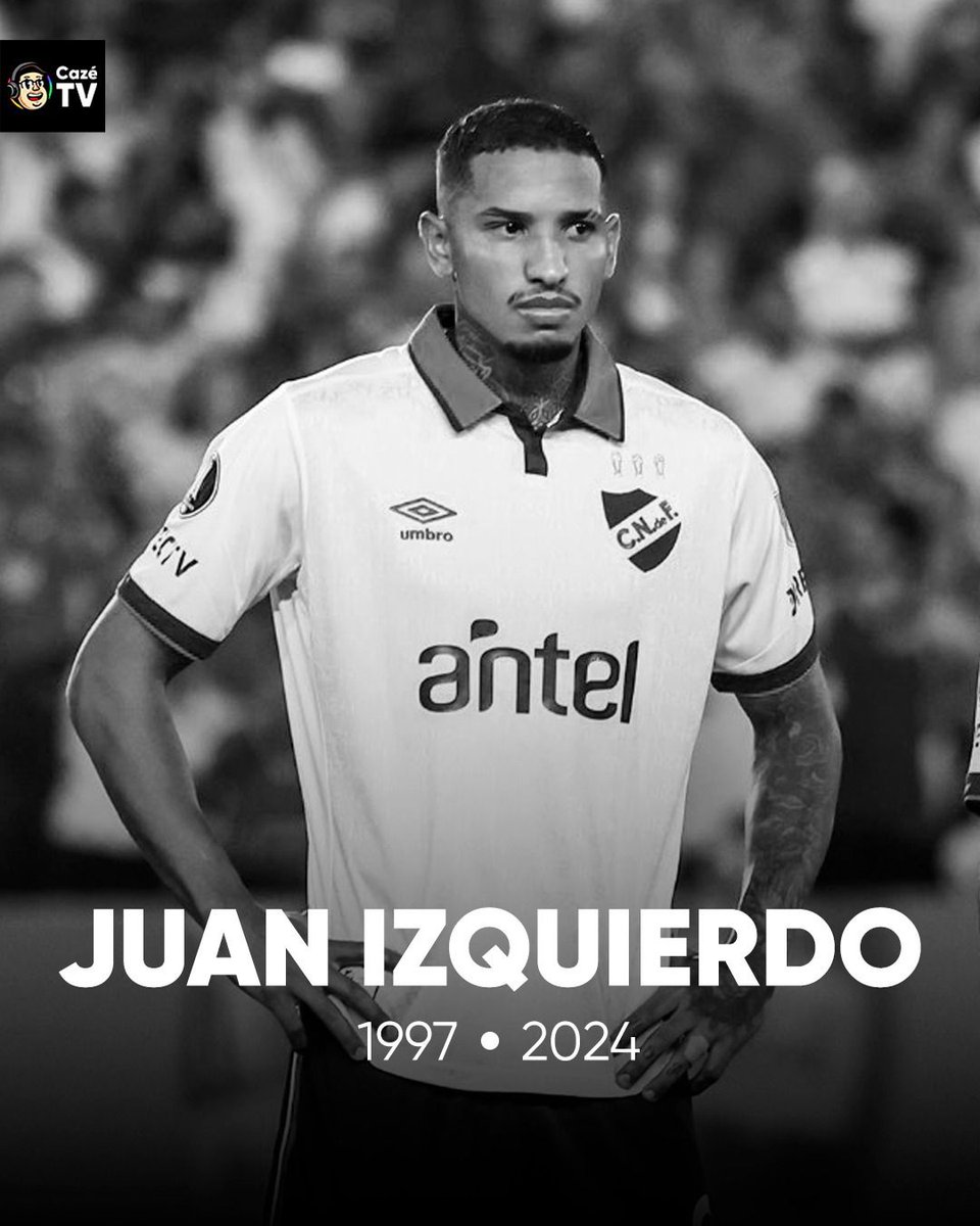 CazeTVOficial's tweet photo. É com pesar que informamos que Juan Izquierdo, do Nacional-URU, não resistiu e faleceu na noite desta terça-feira.

No dia 22 de agosto, o jogador uruguaio foi internado no Hospital Israelita Albert Einstein após passar mal em campo no Morumbis, durante uma partida contra o São Paulo válida pela Libertadores.

Desejamos muita força e solidariedade para a família e fãs nesse momento. O mundo do futebol está de luto. 🖤