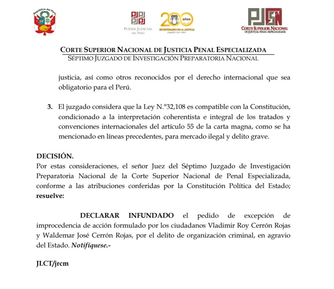 vladimir_cerron's tweet photo. Para declarar infundado la improcedencia de acción en caso Dinámicos del Centro el juez recurrió exclusivamente a la jurisprudencia internacional, lo que evidencia nuestra abdicación jurídica. ¿El Perú habría perdido toda soberanía o existe un prevaricato impune? https://t.co/1xoQCuAFn5