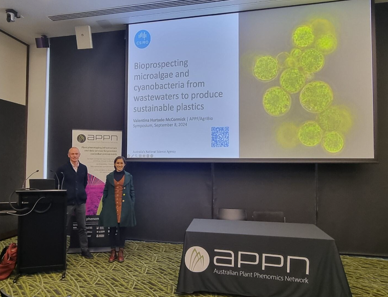 AustPlantPhenom's tweet photo. The @latrobe team hosted an APPF seminar for the APSS Department, featuring Dr Valentina Hurtado-McCormick. The presentation explored bioprospecting microalgae &amp; cyanobacteria from wastewaters to produce sustainable plastics. Great to explore common interests in phenomics! @CSIRO https://t.co/H5wn9Y3vOp