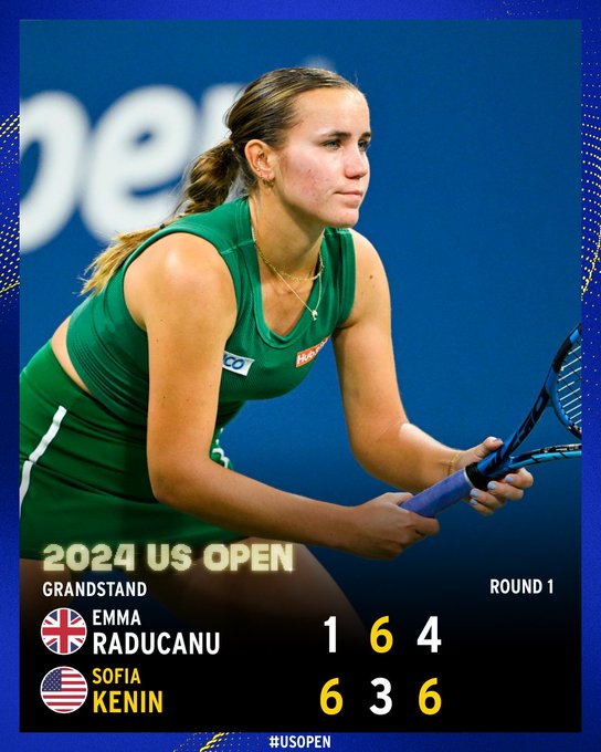 Kenin defeats Raducanu 6-1, 3-6, 6-4
