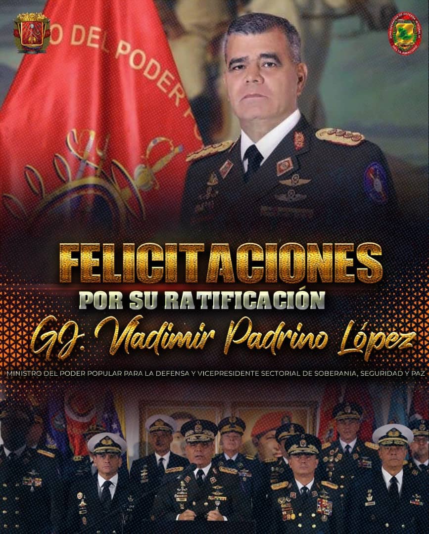 GD_Magallanes's tweet photo. Desde la ZODI N°61 Delta Amacuro expresamos nuestras sinceras felicitaciones por su ratificación a nuestro GJ Vladimir Padrino López deseándole el mayor de los éxitos, líder y soldado ejemplar https://t.co/UIklbt0OcN