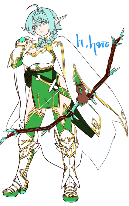 エル=ルヴィ・ディ・ラ・ルカセレス
✨アークエルフ✨
22歳 h172 w46 
王子付きの護衛騎士
長いこと戦場暮らしだったため一般常識に疎い
ちなみに上から92-58-91
ちょっと(?)デザイン変更しました。 