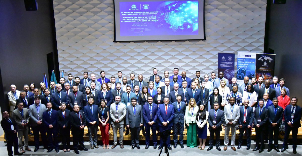 At the 9th Americas Cybercrime Working Group in Brasília: 100+ participants from 35 countries, 3 international orgs, and 15 private partners. Remarks by INTERPOL’s VP for America and Brazil’s Federal Police Director General. Focus: strategies to combat #cybercrime. #INTERPOL #COE