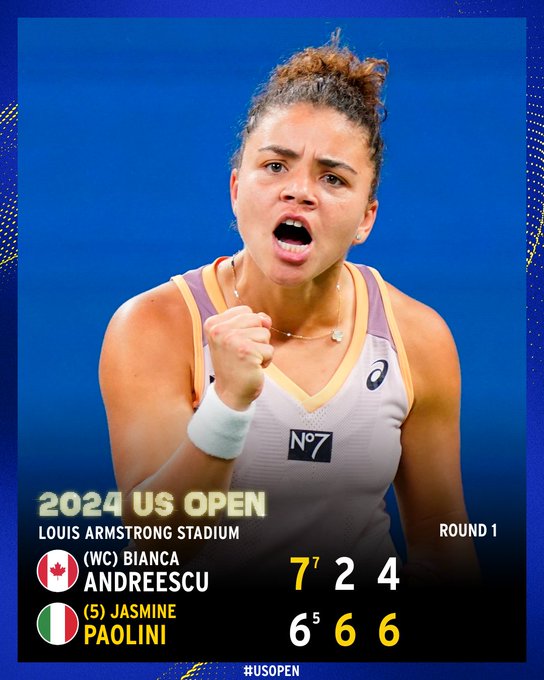 Paolini defeats Andreescu 6-7, 6-2, 6-4
