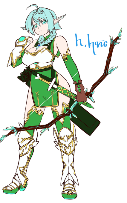 「ルカセレスの森のエルフ・ルヴィ」
みたいな意味です。
ちなみにルヴィは愛称でルヴァーテアって言うんだホントはね
あとおまけで外套なしver 