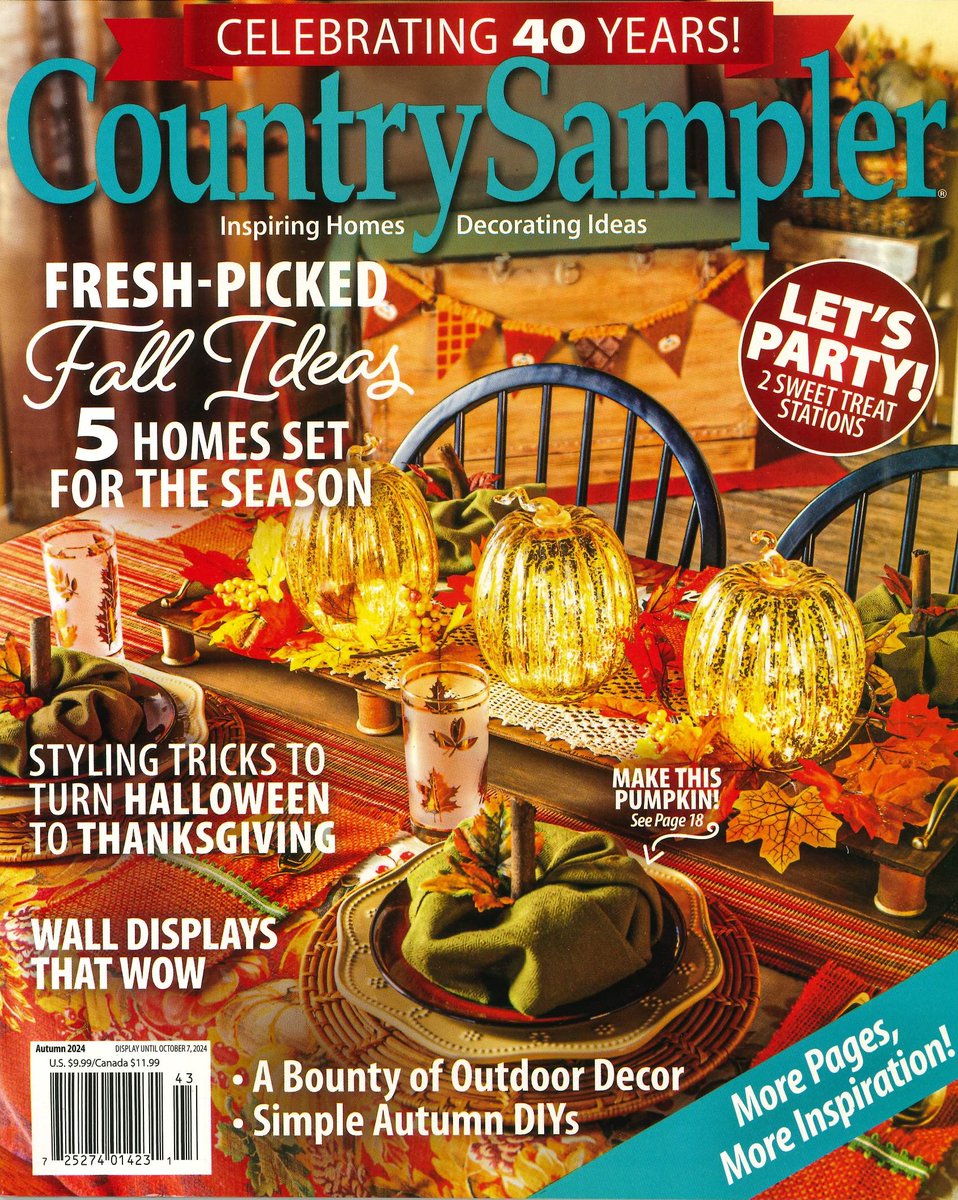 Kino_Yosho's tweet photo. #CountrySampler は一足早く秋のインテリアを特集。本日8/28で販売終了になります。ウェブでのご注文はこちら→https://t.co/1mHeQAPtNa
#BooksKinokuniyaTokyo #新宿本店 #梅田本店 #札幌本店 #横浜店 #西武渋谷店 にて毎週水曜 #洋雑誌 10%OFF!(あ)#海外マガジン #Halloween2024 #Thanksgiving https://t.co/uVsX7AXLDj