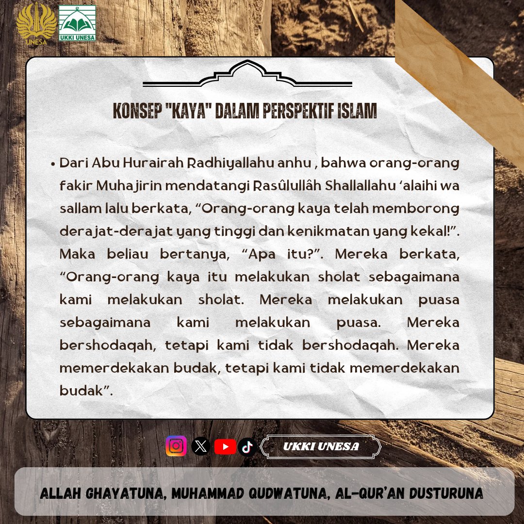 UkkiUnesa's tweet photo. 📝[ARTIKEL ISLAMI]📝

"Konsep Kaya dalam Perspektif Islam" https://t.co/w13IeZYpR6