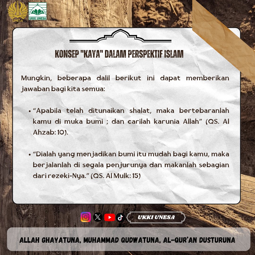 UkkiUnesa's tweet photo. 📝[ARTIKEL ISLAMI]📝

"Konsep Kaya dalam Perspektif Islam" https://t.co/w13IeZYpR6