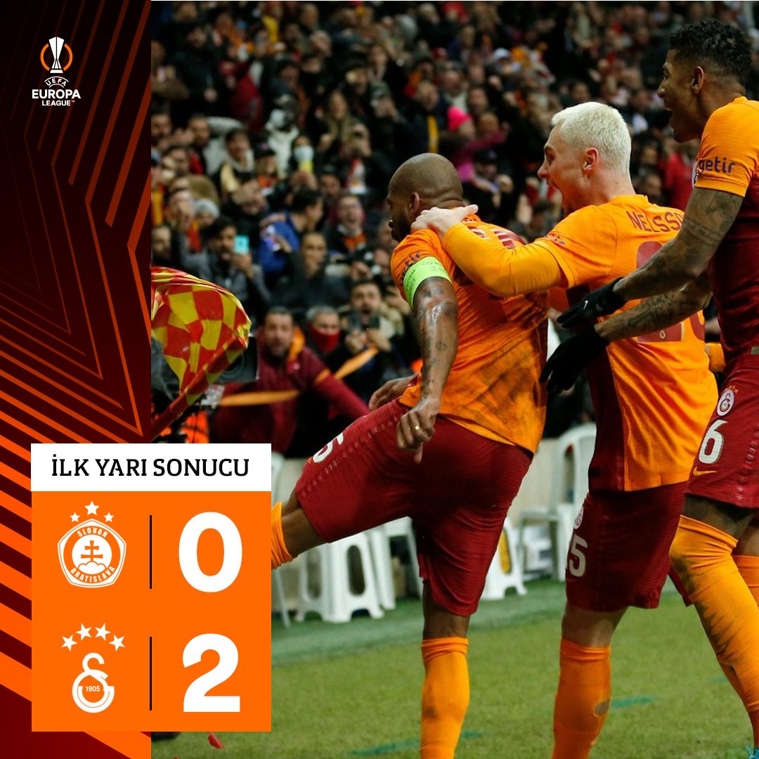 GalatasarayFC24's tweet photo. İlk yarı sonucu: S. Bratislava 0-2 Galatasaray

#SLBvGS #UEL https://t.co/swrJj4JqKx