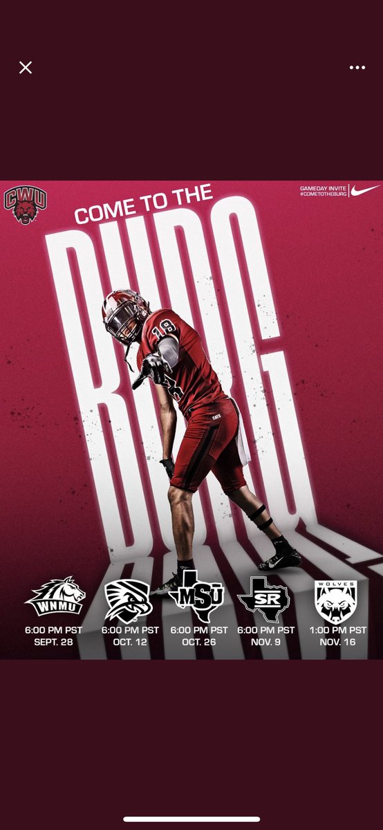 Thank you <a href="/coachKastens/">Alex Kastens</a> for the official game invite! <a href="/CWUFB/">CWU Football</a>