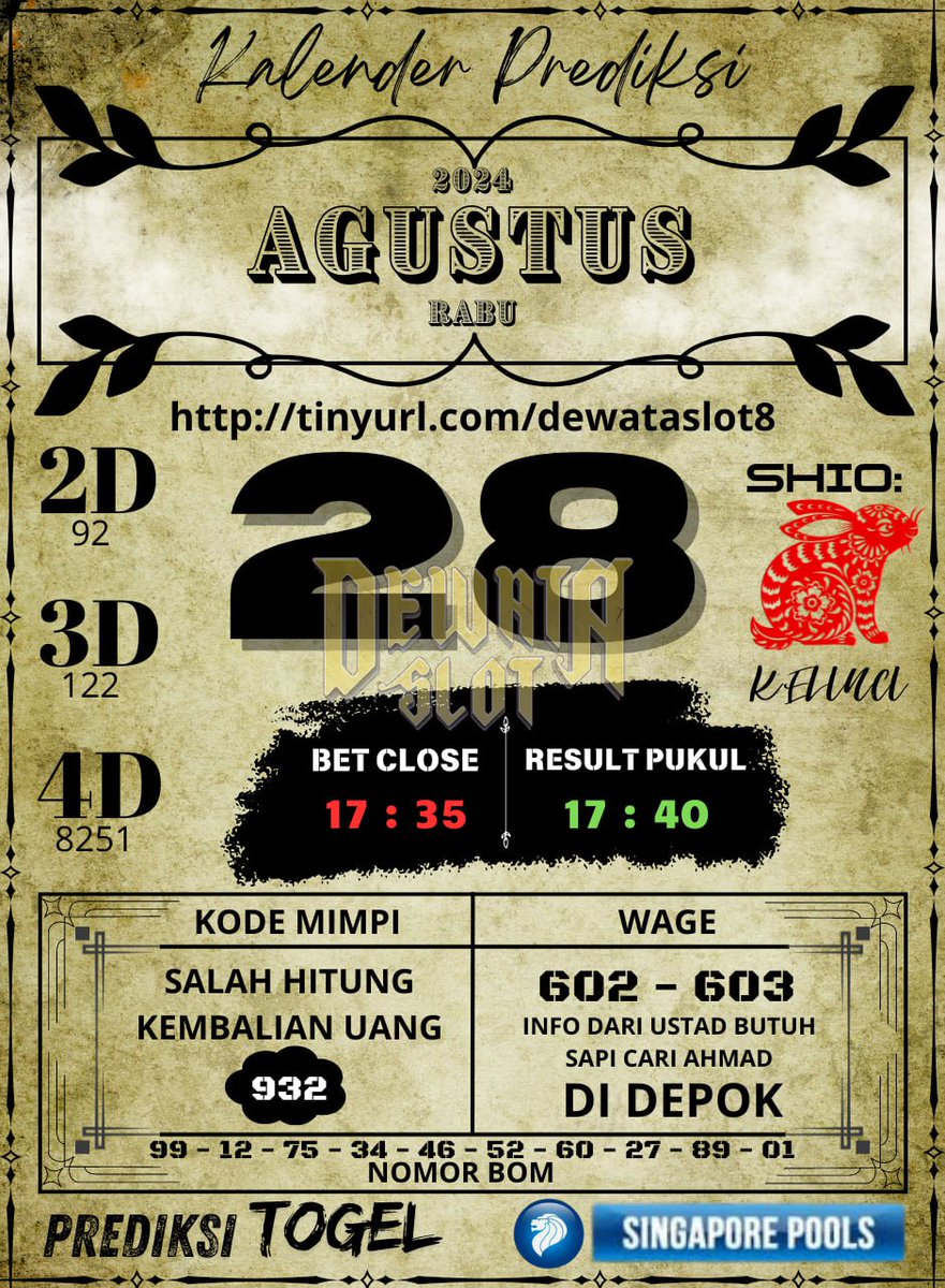 WealthBuildin10's tweet photo. ⚡️DEWATASLOT⚡️ > Agen Situs Togel Online &amp; Slot Gacor Terpercaya Gampang Maxwin 100%

💵 Minimal Deposit 15,000
💵 Minimal Withdraw 25,000

⚡️LINK Slot Maxwin DEWATASLOT⚡️ 
https://t.co/6SB07aIeKQ

#trandingtopik #viralhariini #fypシviralシ2024 #slotgacorhariini https://t.co/809sHbkEe4