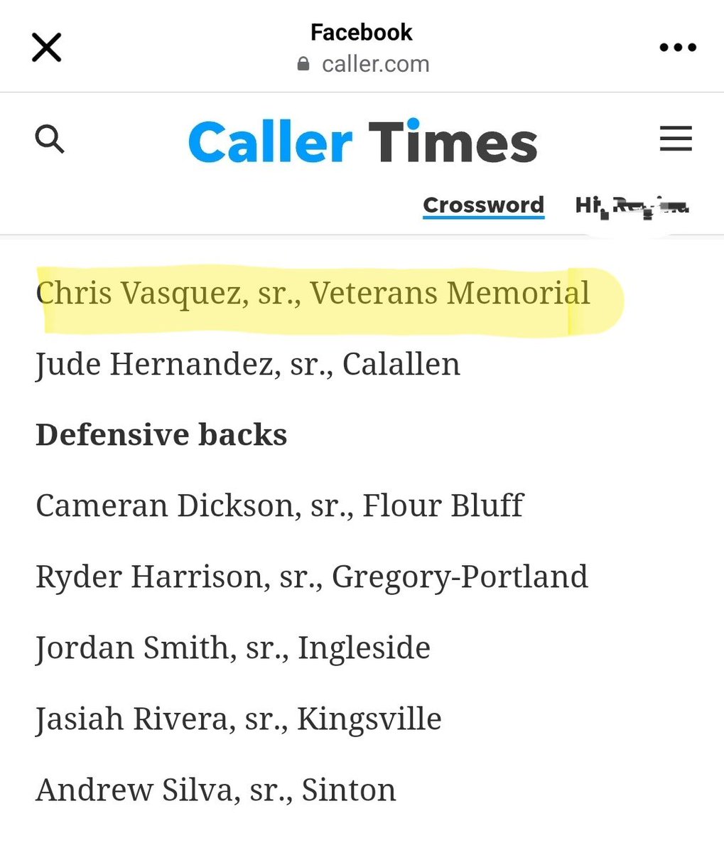 I feel very honored to have been named to the preseason All-South Texas football team.