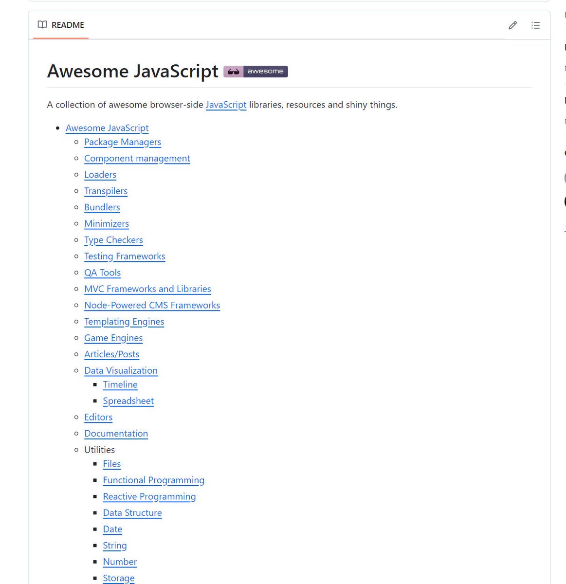 jalva_dev's tweet image. 特定のJavaScriptライブラリを探している場合や、特定の機能を実現するためにGoogleでライブラリを探し続けているウェブ開発者なら、「Awesome Javascript」という、常に更新されている大規模なJavaScriptライブラリのコレクションがおすすめです。…