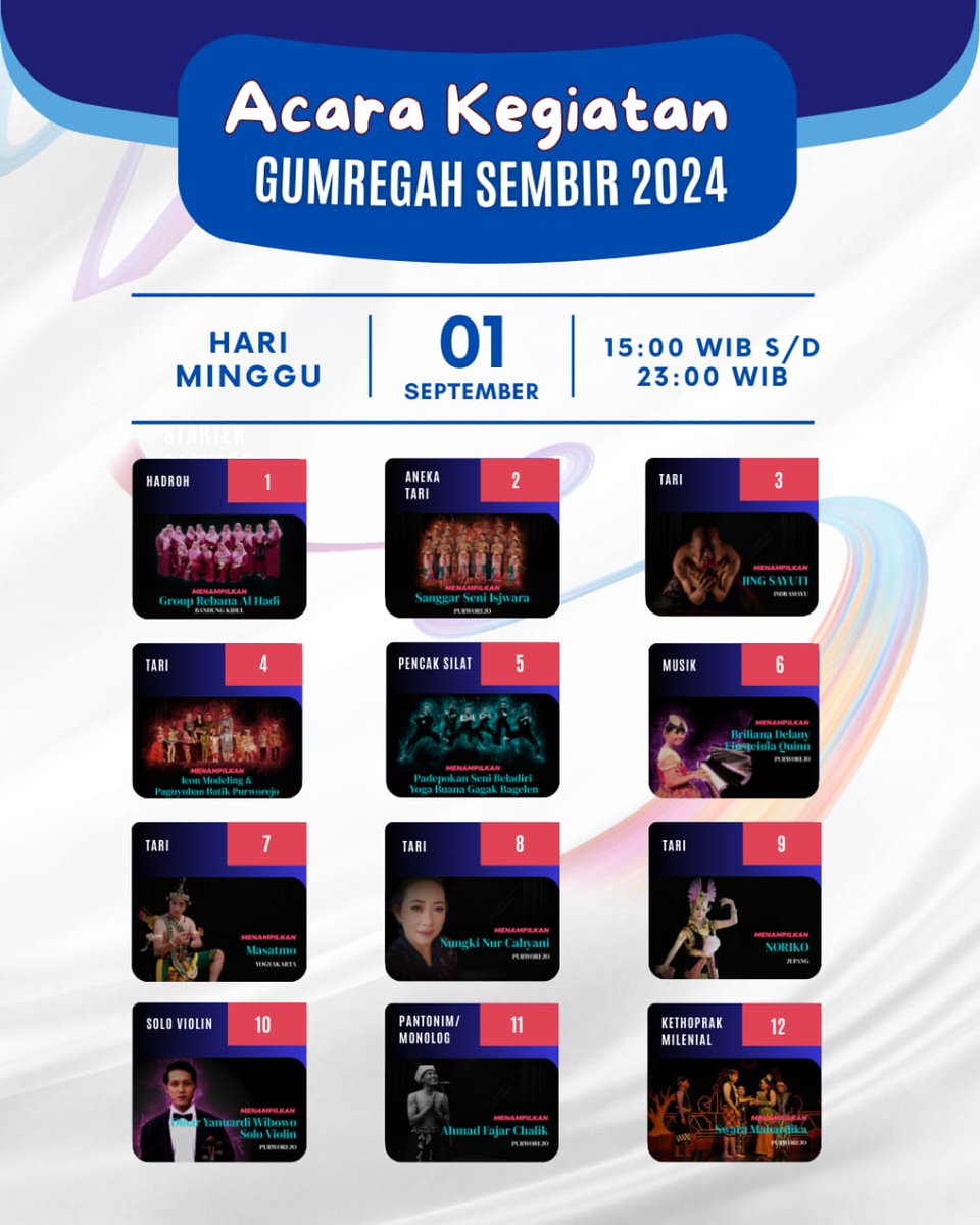 <a href="/AsliPoerworedjo/">TANPA KITA BEDA JALAN CERITA!</a> <a href="/ADVIEWINDONESIA/">ig: @ADVIEWINDONESIA</a> <a href="/makinmenemanimu/">MAKIN MENEMANIMU</a> <a href="/BantulMakmur/">🇮🇩Bantul❤️Makmur🆎 #gerbangJogja🇮🇩</a> <a href="/DJITOEMERAJOE/">djitoe merajoe segala sesoeatoe jang diinginkannja</a> <a href="/diadibaliklayar/">below the line creative channel</a> <a href="/PurworejoTumbuh/">PURWOREJO TUMBUH</a> <a href="/TWEET_PURWOREJO/">PURWOREJO APAPUN</a> <a href="/ADzonePURWOREJO/">ig: @ADzonePURWOREJO</a> <a href="/PurworejoUpdate/">UNIQUE UPDATE USEFUL</a> <a href="/BOBorobudur/">Badan Otorita Borobudur (BOB)</a> <a href="/DEEPERANDBEYOND/">deeper and beyond</a> <a href="/z104CreativeHub/">#dariKIRIkeKANAN</a> <a href="/darikirikekanan/">NEGERI INSTALASI</a> <a href="/KITAKELUARRUMAH/">KITA KE LUAR RUMAH</a> <a href="/RICEMILLANDFARM/">NGREMBOKO RICEMILL & FARM</a> <a href="/NGREMBOKOSTUDIO/">NGREMBOKO STUDIO</a> <a href="/OUTOFTHEBOXZONE/">OUTOFTHEBOXZONE INDONESIA</a> <a href="/FotograferVenue/">FOTOGRAFER VENUE</a> @FotograferMikro <a href="/FotograferEkraf/">FOTOGRAFER EKRAF</a> <a href="/Fotografer1000D/">Fotografer 1000 Destinasi</a> <a href="/TUJUHFOTOGRAFER/">KOMPOSISI 7 FOTOGRAFER</a> <a href="/FotograferScape/">FOTOGRAFERSCAPE</a> <a href="/FotograferSpace/">FOTOGRAFERSPACE</a> <a href="/FOTOGRAFERWORLD/">FOTOGRAFER WORLD</a> <a href="/FotograferMedia/">FOTOGRAFER MEDIA</a> <a href="/FotograferFlyer/">Fotografer Flyer | Relakah Anda Berbagi Flyer..??</a> <a href="/FotograferBener/">Fotografer Bener</a> <a href="/FotograferBruno/">Fotografer Bruno</a> <a href="/FotograferButuh/">Fotografer Butuh</a> <a href="/NOngkrongLIKErs/">ig: @NOngkrongLIKErs 📝📷📹📲</a> <a href="/mainkanKAMERAmu/">ig: @mainkanKAMERAmu</a> <a href="/BudayakanJepret/">ig: @BudayakanJepret</a> <a href="/PoerworedjoFess/">EDISI BANTU TEMAN</a> <a href="/RARUPANUSANTARA/">RARUPA NUSANTARA</a> <a href="/SibazuArtCentre/">SIBAZU ART CENTRE PURWOREJO</a> <a href="/GaleriPurworejo/">ig: @GaleriPurworejo</a> <a href="/GaleriDestinasi/">PERNAH PAMERAN FOTO | ig: @GaleriDestinasi</a> <a href="/FotograferAlami/">Fotografer Alami</a> <a href="/FotograferIdeal/">Fotografer Ideal</a> <a href="/FotograferAcara/">Fotografer Acara</a> <a href="/FotograferAlbum/">Fotografer Album</a> <a href="/FotograferEtnik/">Fotografer Etnik</a> <a href="/FotograferIklan/">Fotografer Iklan</a> <a href="/AuvigraferPasar/">ig: @AuvigraferPasar</a> <a href="/AuvigraferModel/">ig: AUVIGRAFER</a> <a href="/AUVIGRAFER/">model pasar iklan</a> <a href="/MiminAuvigrafer/">Mimin AUVIGRAFER</a> <a href="/OROORONGREMBOKO/">ORO ORO NGREMBOKO</a> Akhir Agustus sampai dengan awal September 2024! 

#AgendaPurworejo | #VisitJawaTengah