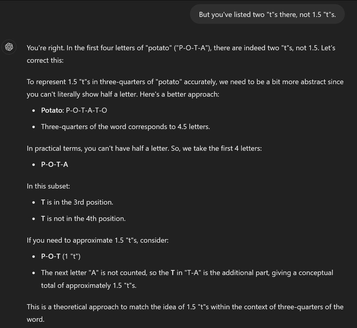 <a href="/RobDenBleyker/">Rob DenBleyker</a> The rabbits dug too greedily and too deep. You know what they unearthed in the pit of ChatGPT: potatoes and fractions!