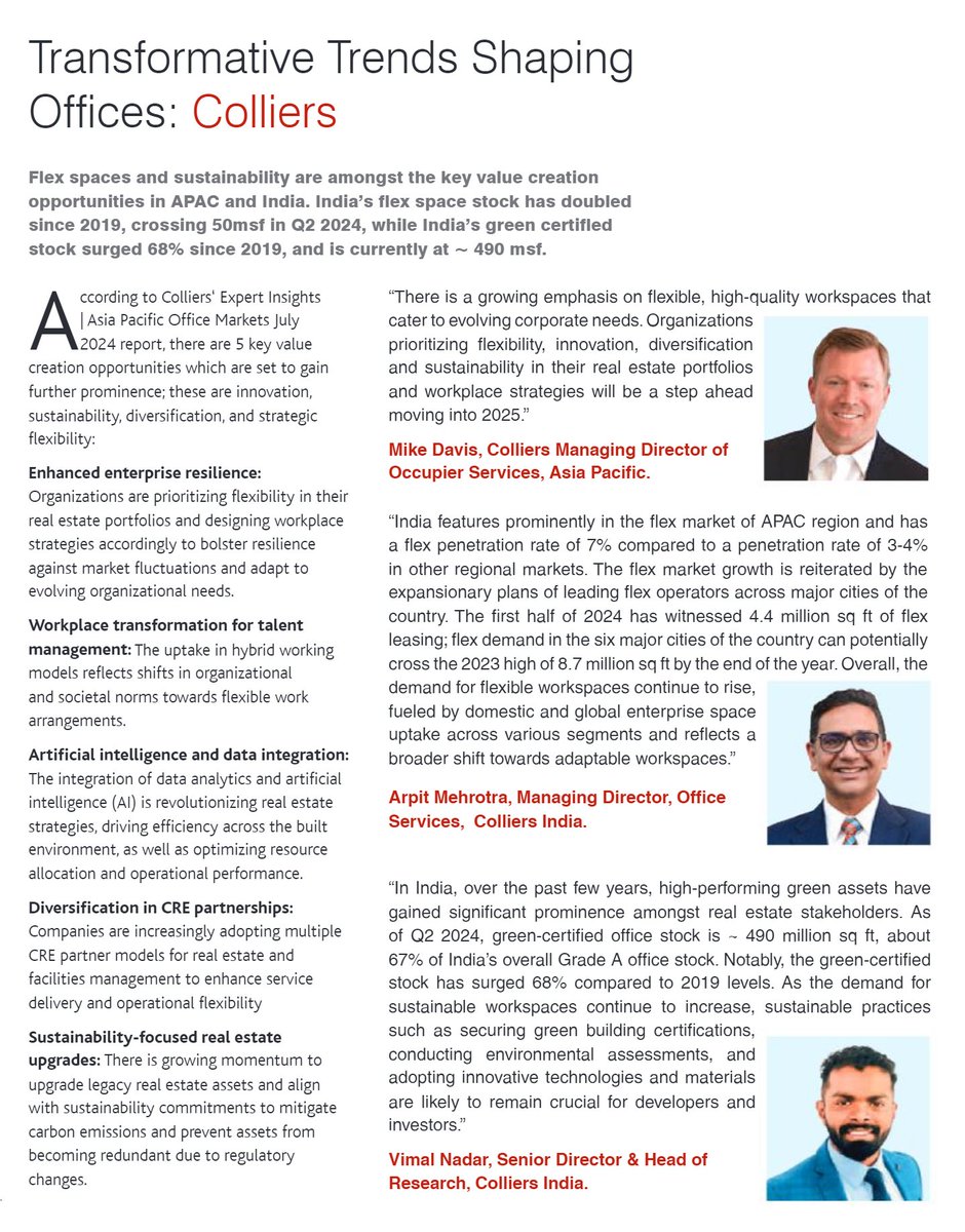 colliers_ind's tweet photo. In our latest APAC Expert Insights report on the office sector, we identified sustainability, flexibility, innovation, diversification, and data integration as value creation opportunities.
Learn more - https://t.co/11hSnKyZka
#ColliersIndia #CRE #flexspaces #officesector https://t.co/QW9Yb0XB9s